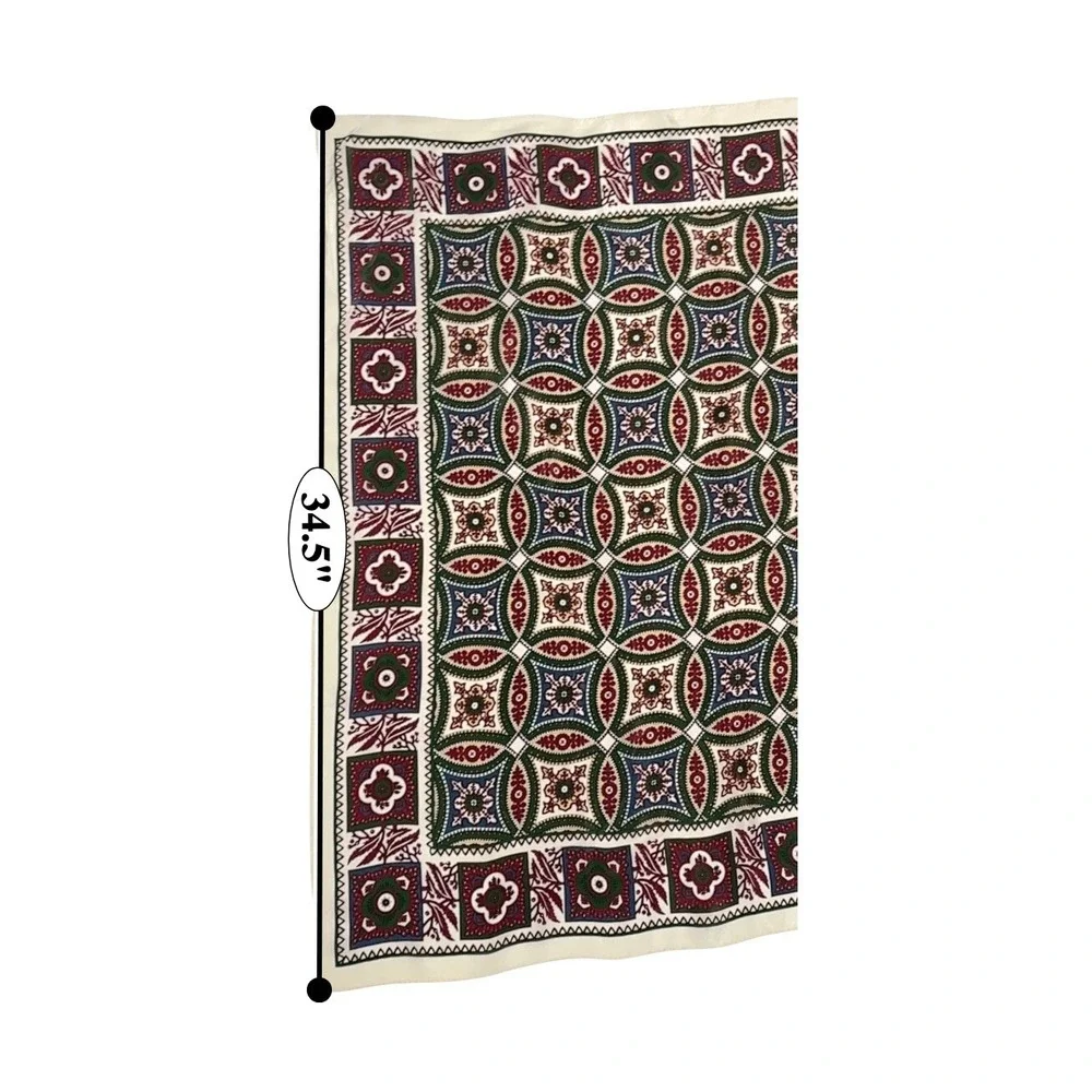 Ginnie Johansen Vintage Silk Square Shawl Burgundy Green Mosaic Head Scarf